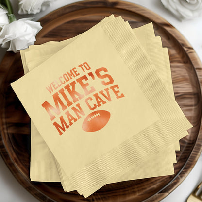 Welcome to Mike's Man Cave Football Themed Napkin product