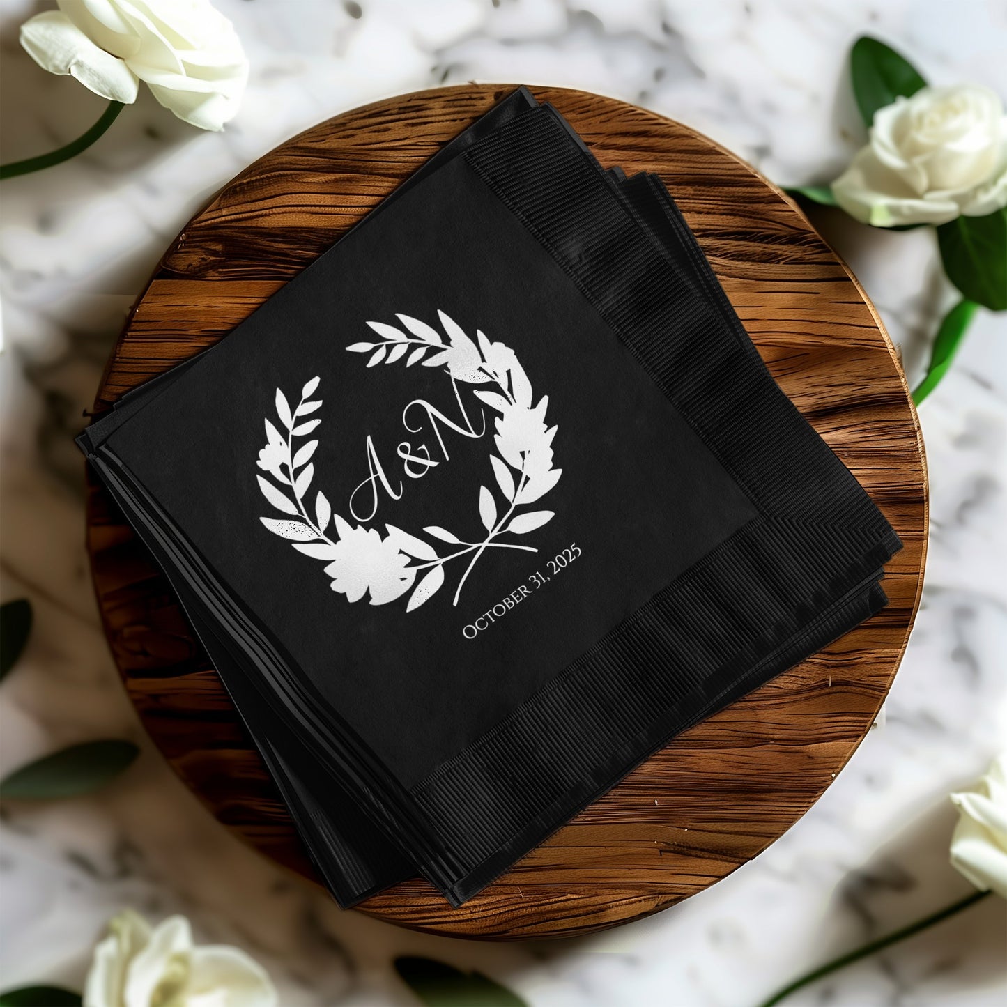 Custom Elegant Monogrammed Wedding Date Napkin product