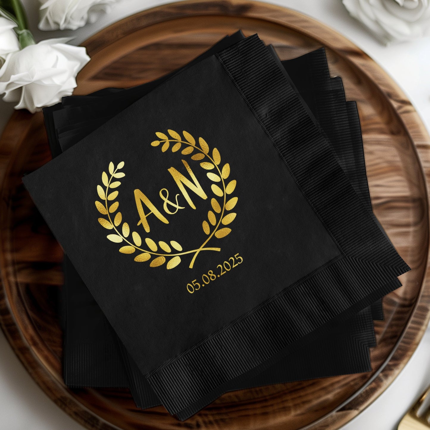 Personalized Wedding Date and Initials Napkin product