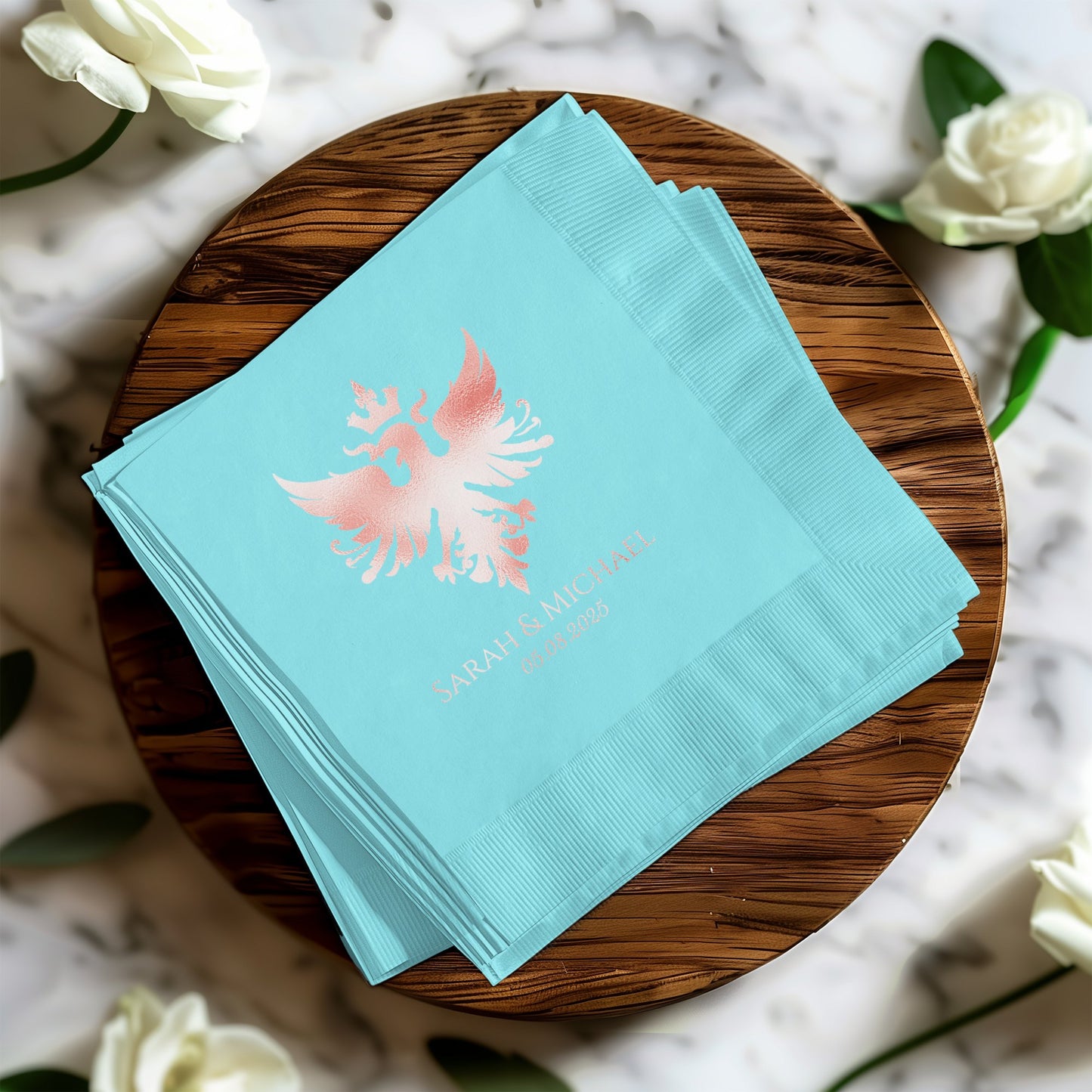 Elegant Custom Embossed Light Blue Napkin product