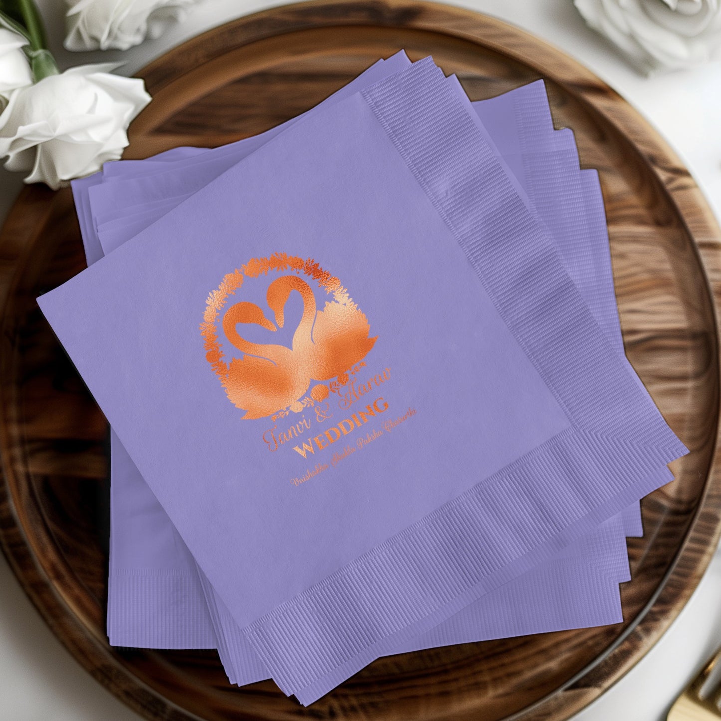 Swan Heart Design Custom Wedding Napkin product