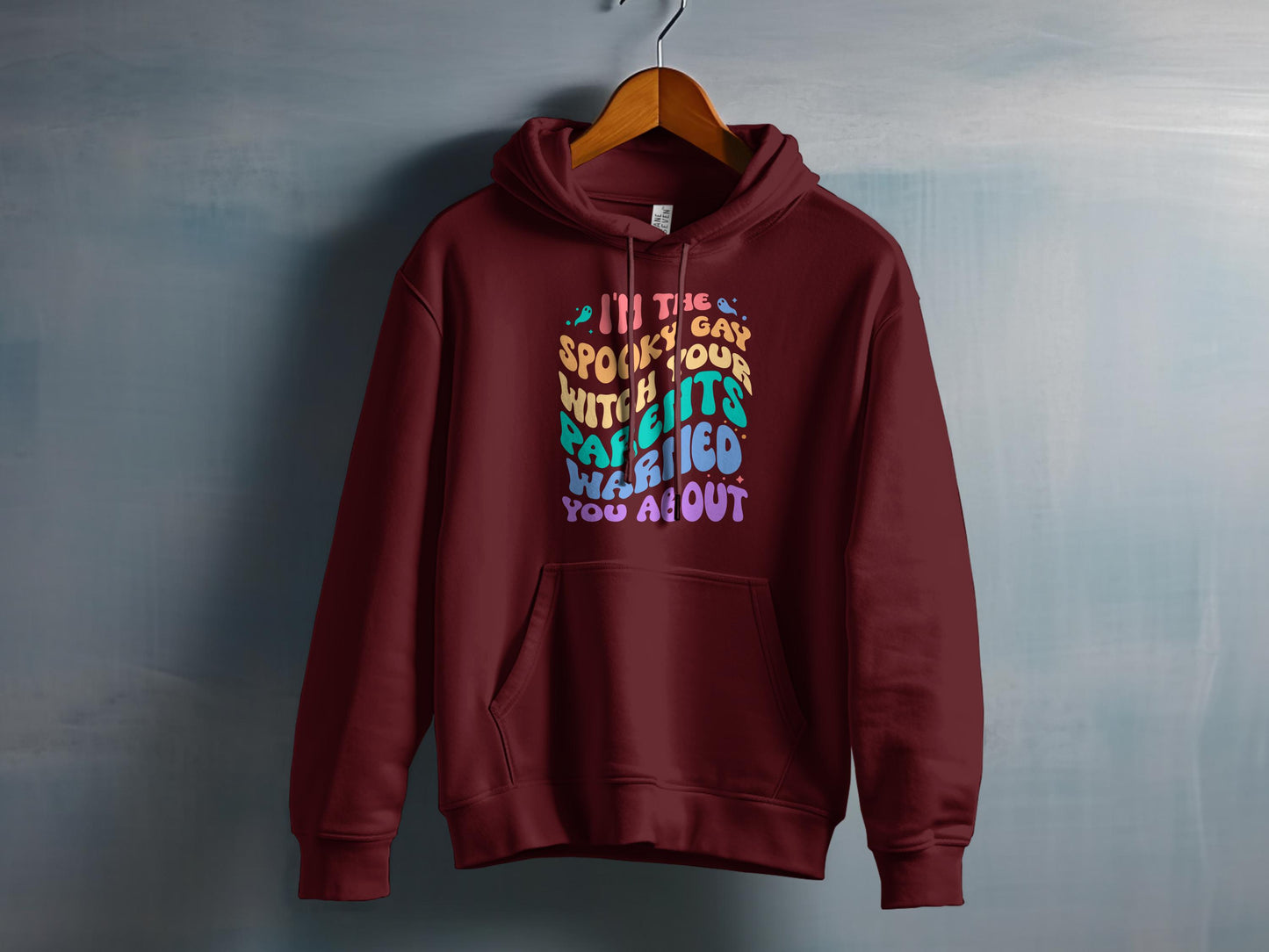 Spooky Gay Design Rainbow Text Print Hoodie product