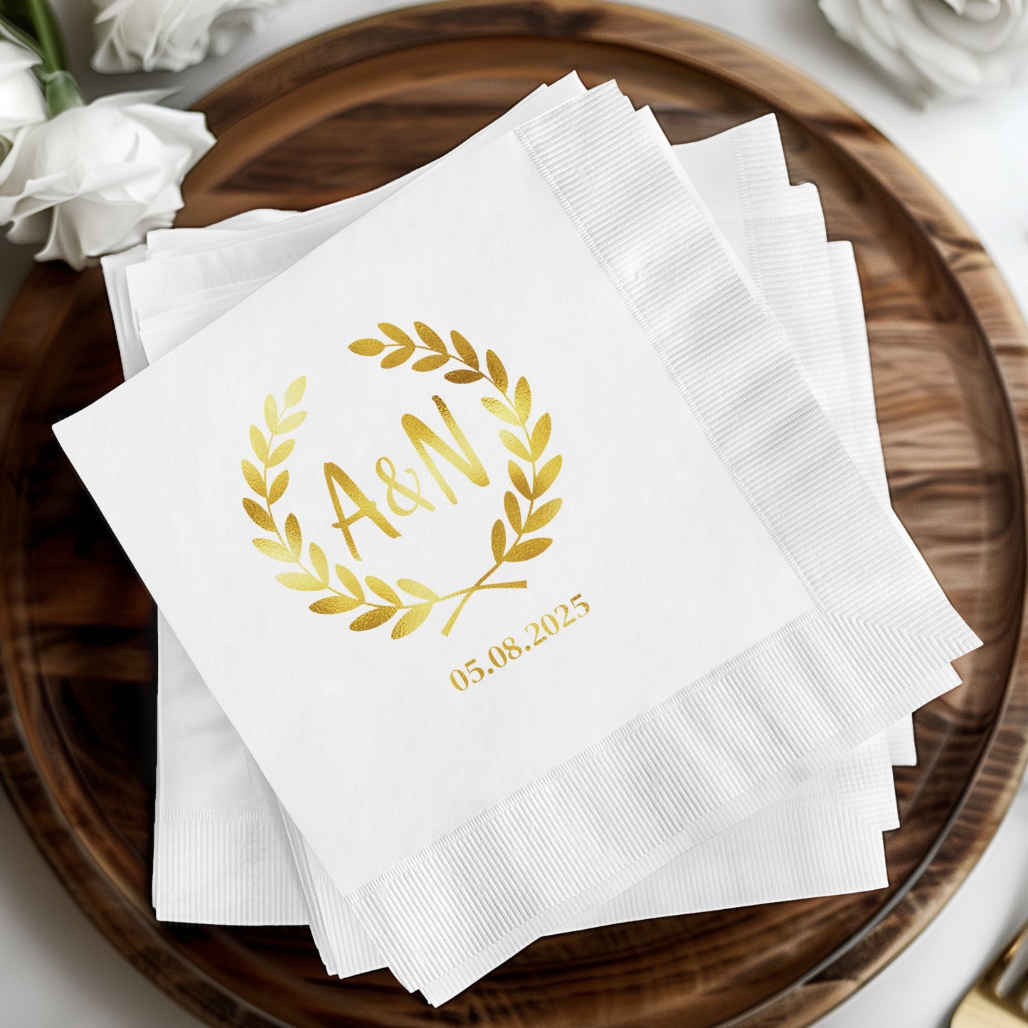 Personalized Wedding Napkins with Date and Initials product type