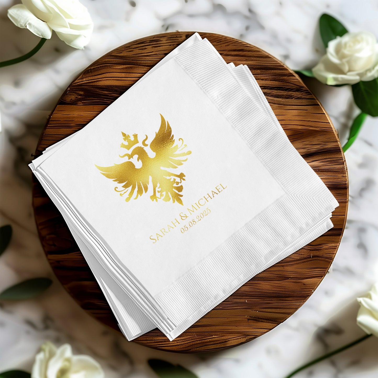 Elegant Custom Wedding Napkins with Gold Foil product type