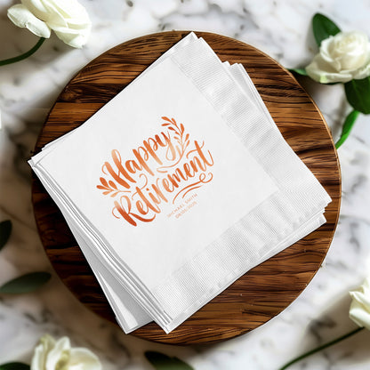 Happy Retirement White Napkins Unique Party Product