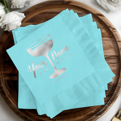 Personalized Blue Cocktail Party Napkins for Any Event product type