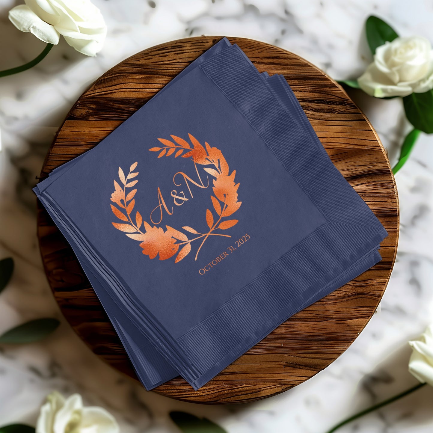 Personalized Fall Wedding Napkins with Custom Date product type