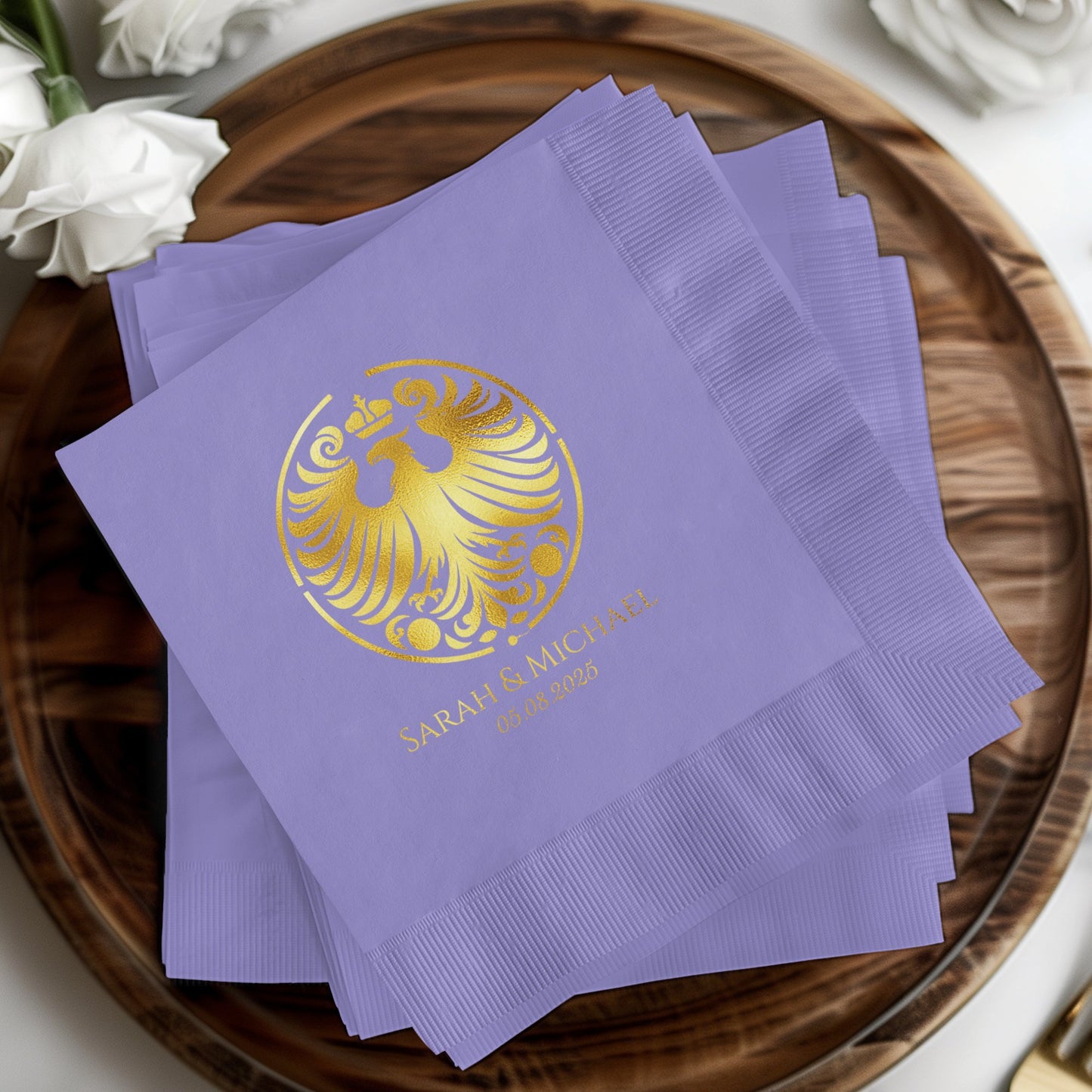Personalized Purple Napkins Wedding Party Product
