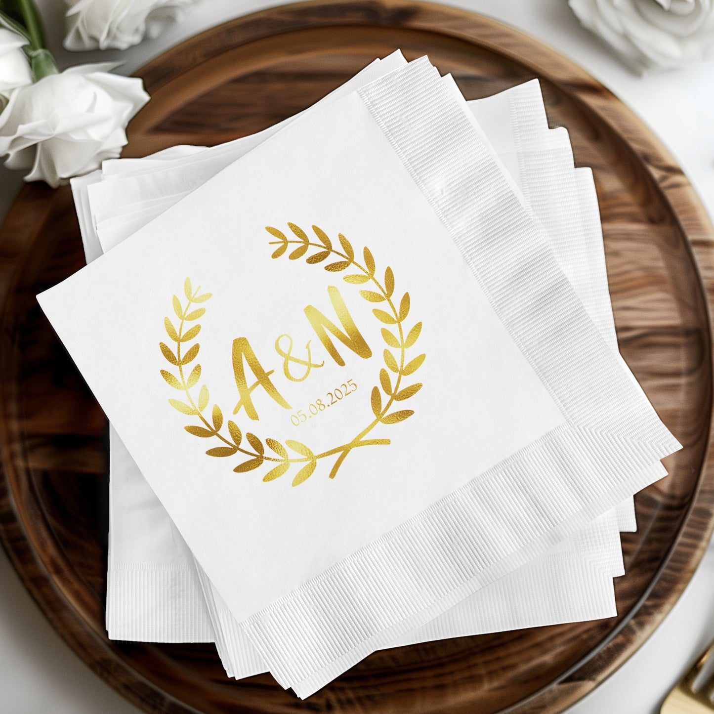 Personalized Gold Initials Wedding Napkin product