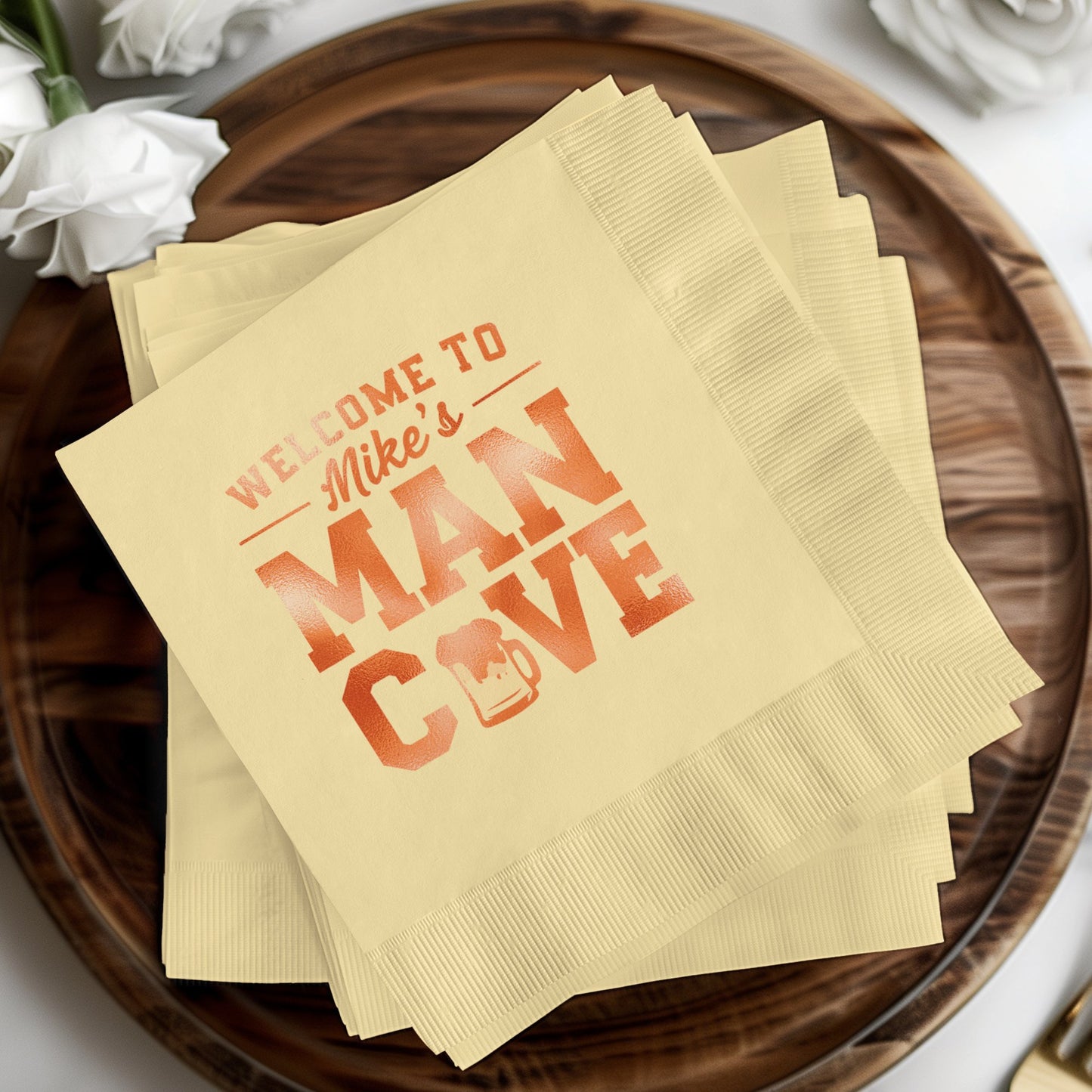 Welcome to Mike's Man Cave Napkin product