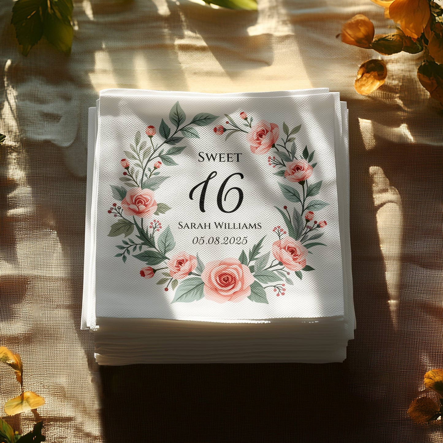 Sweet 16 Personalized Floral Event Party Product