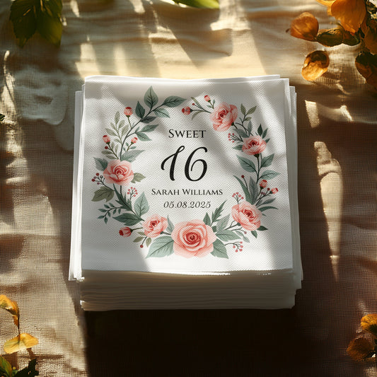 Sweet 16 Personalized Floral Event Party Product