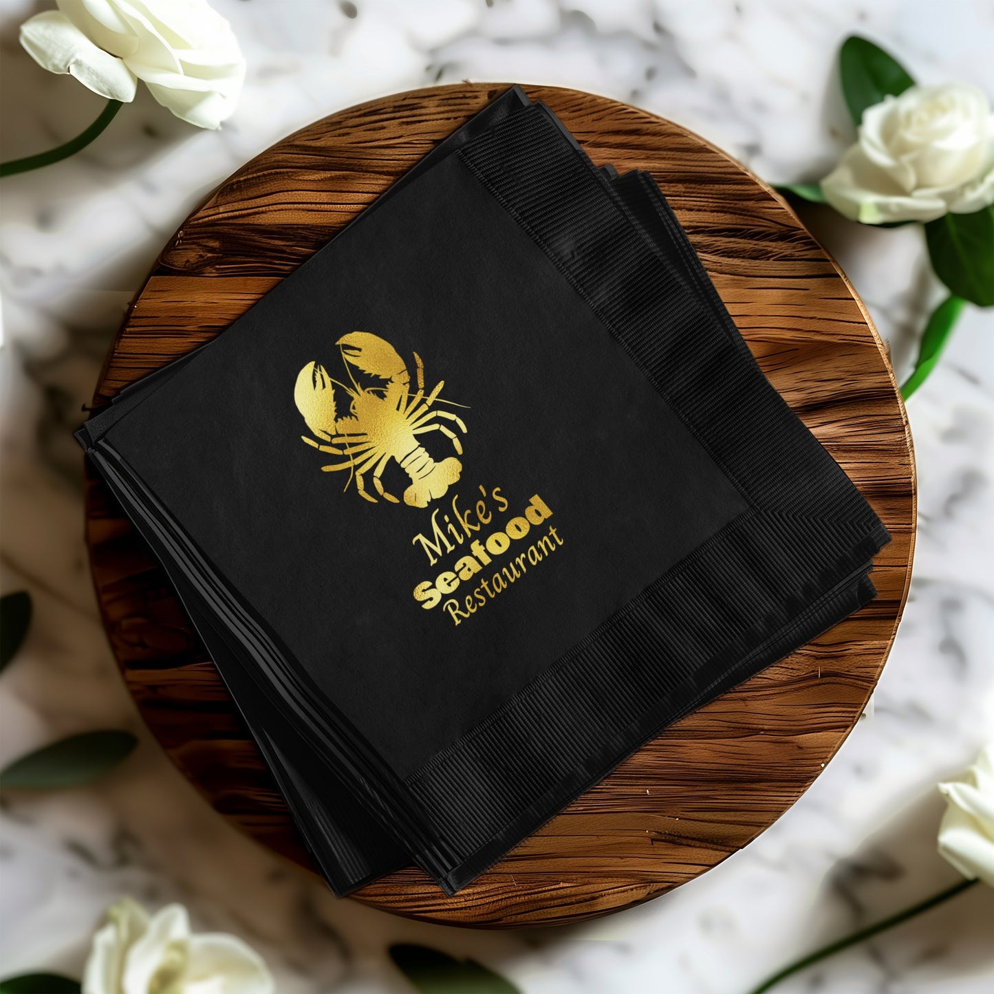 Mike's Seafood Restaurant Black Napkins product