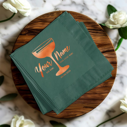 Personalized Green Cocktail Design Napkin Product