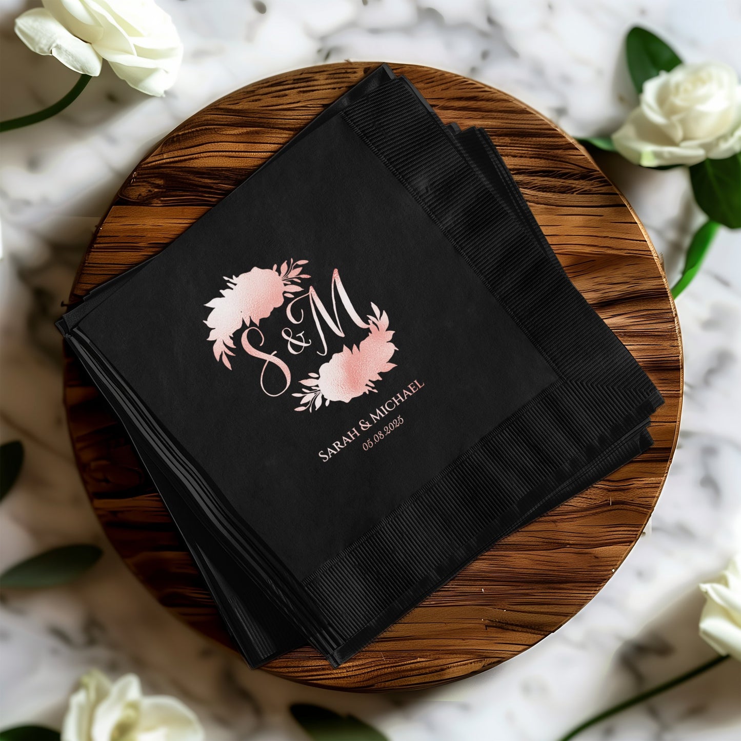 Personalized Elegant Floral Initials Napkin product