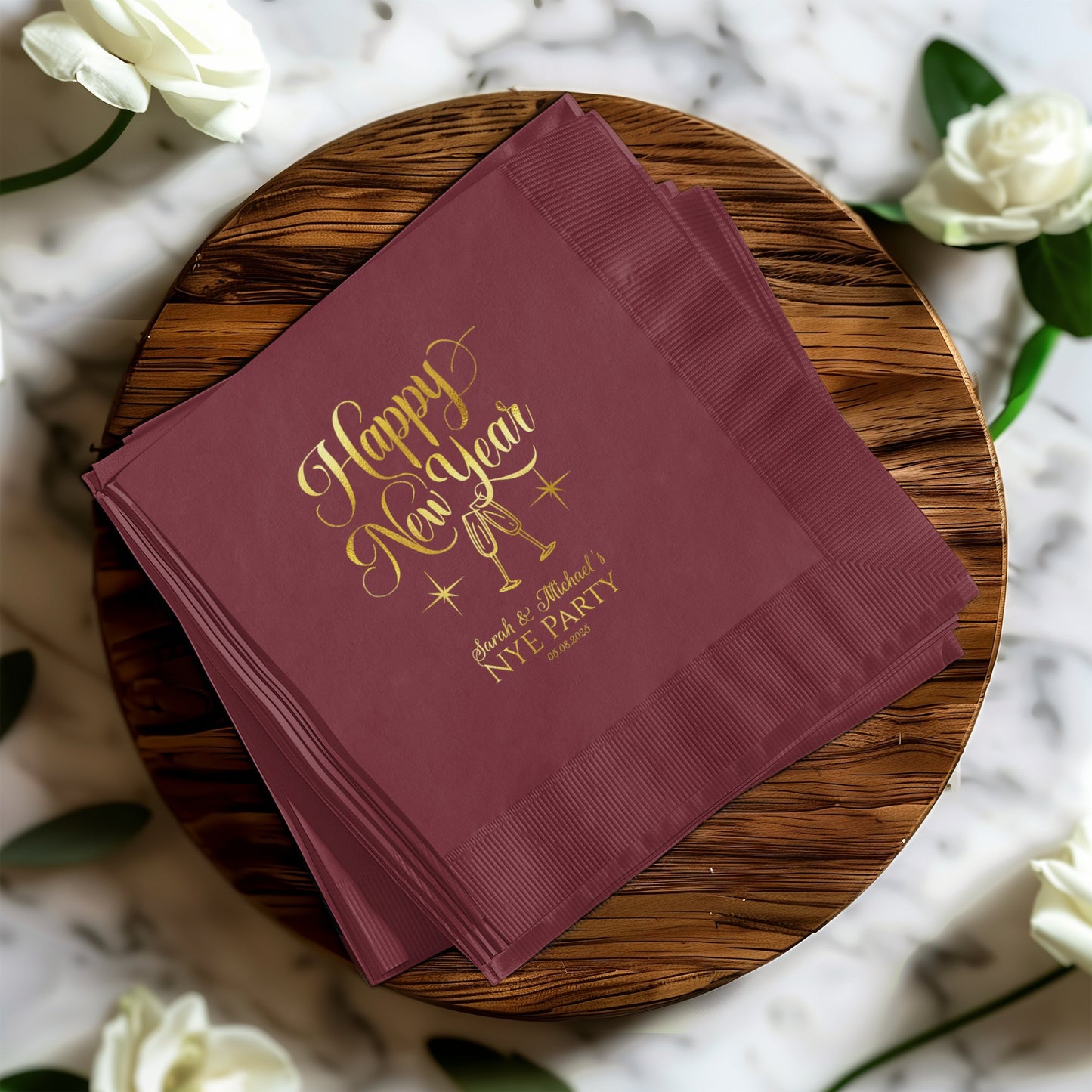 Happy New Year Napkin NYE Party Beverage product