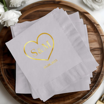 Personalized Wedding Heart Design Napkin product