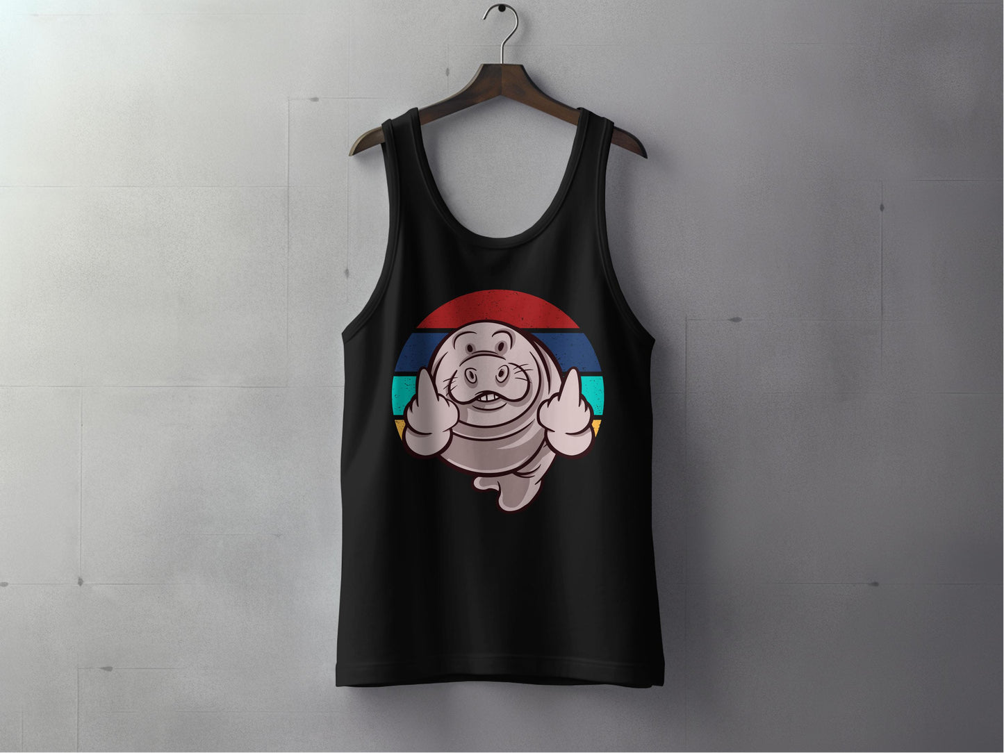 Retro Hippo Funny Graphic Tank Top product type