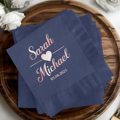 Personalized Navy Wedding Napkins Event Product