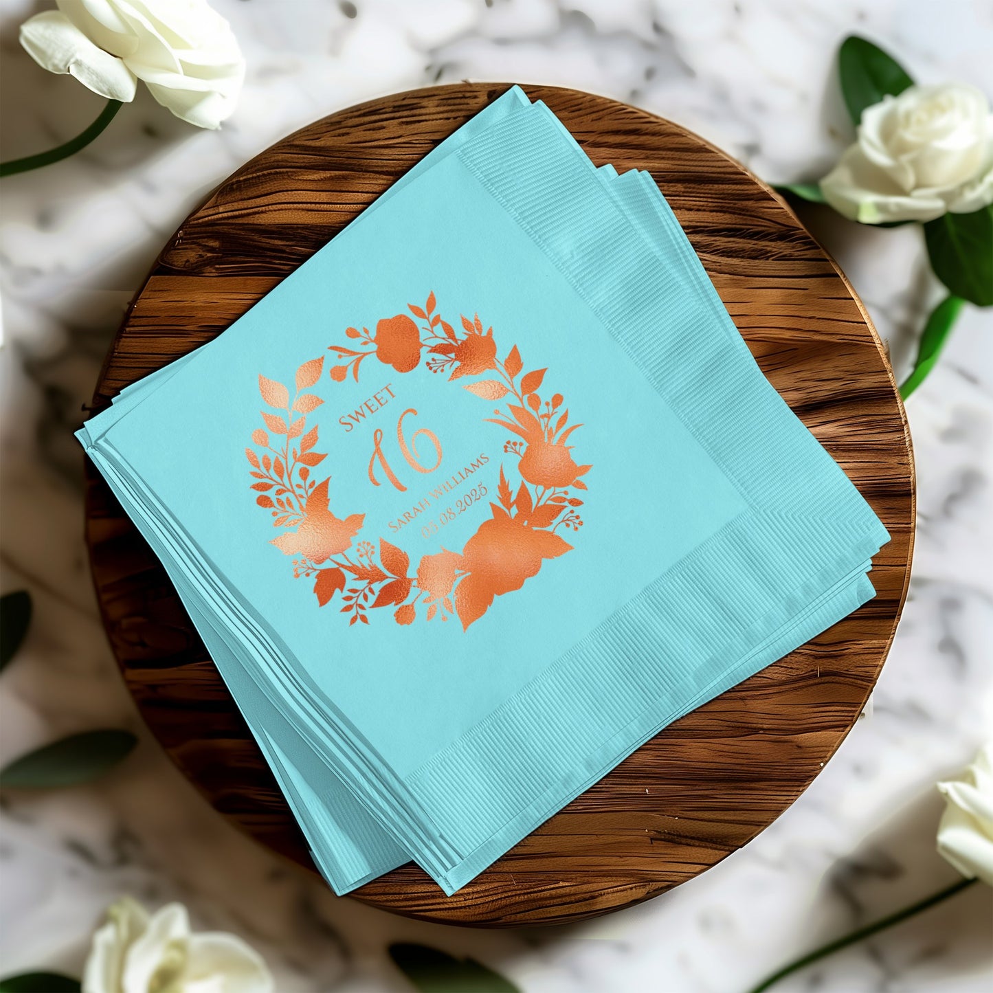 Personalized Floral Sweet 16 Party Napkins product type