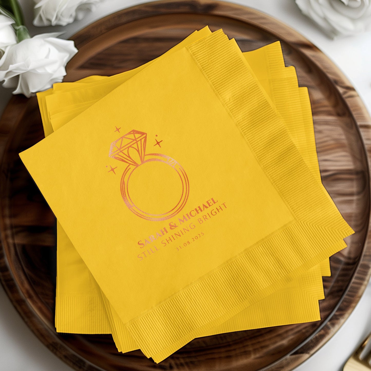 Personalized Wedding Ring Design Yellow Napkins product