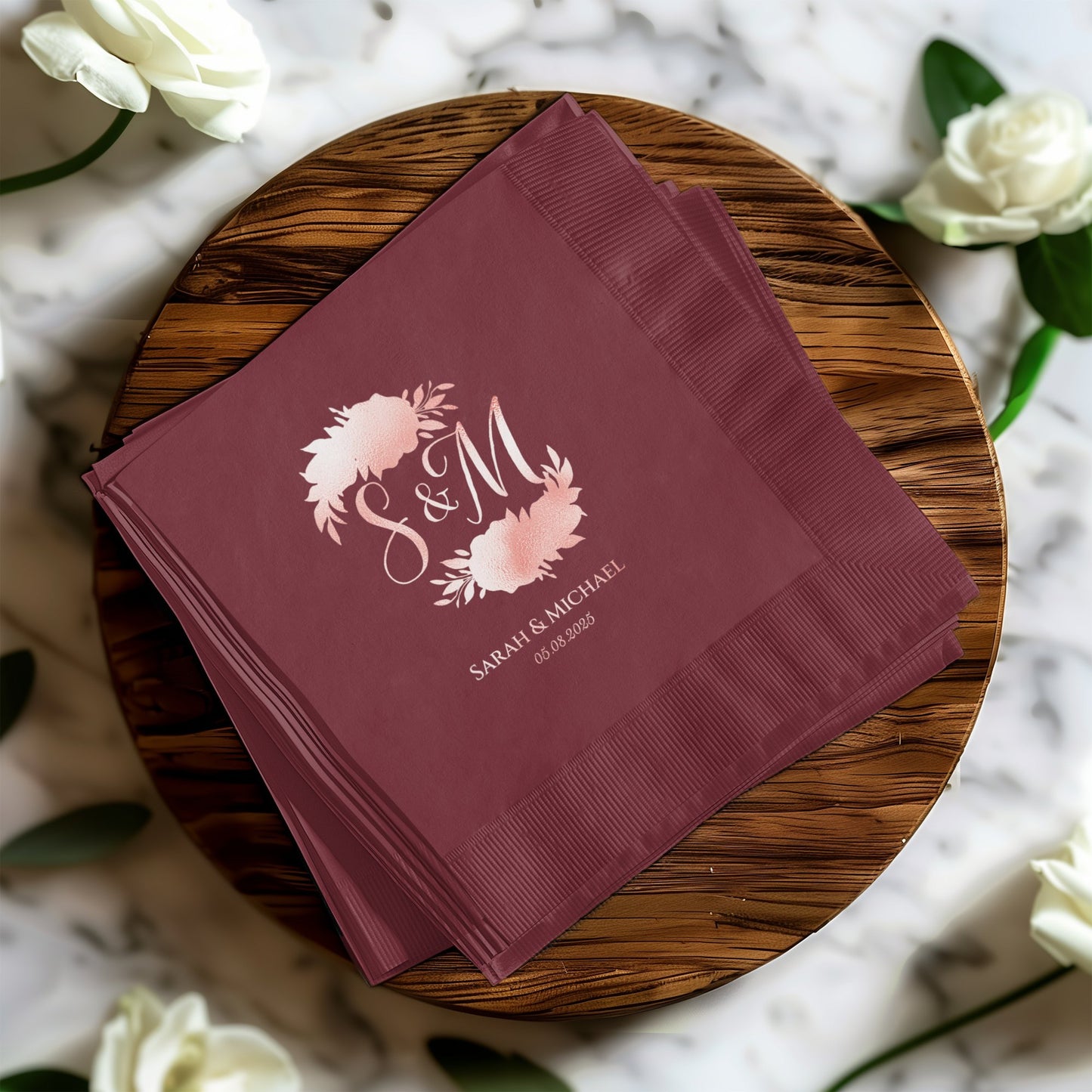 Personalized Floral Initials Wedding Napkins product