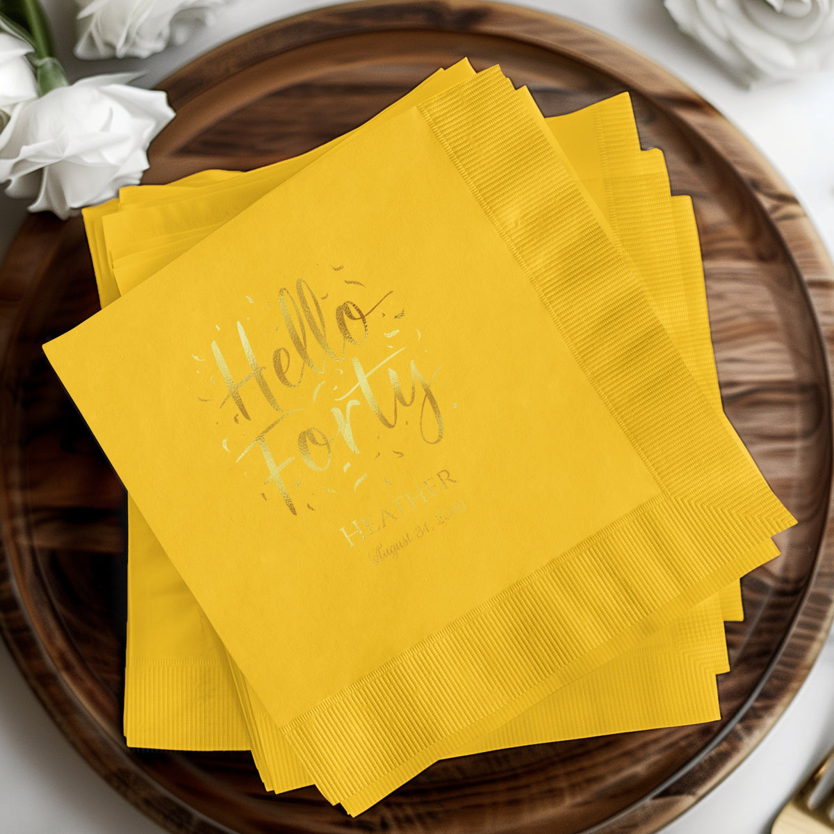 Hello Forty Printed Yellow Party Napkins product