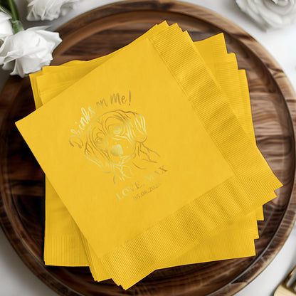 Custom Yellow Napkins with Fun Dog Illustration product type