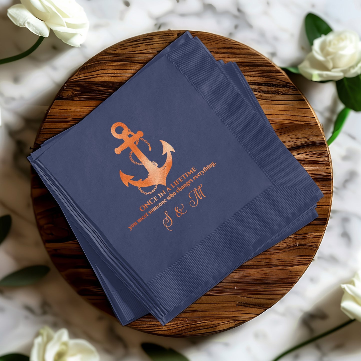 Personalized Anchor Design Navy Blue Napkins product type