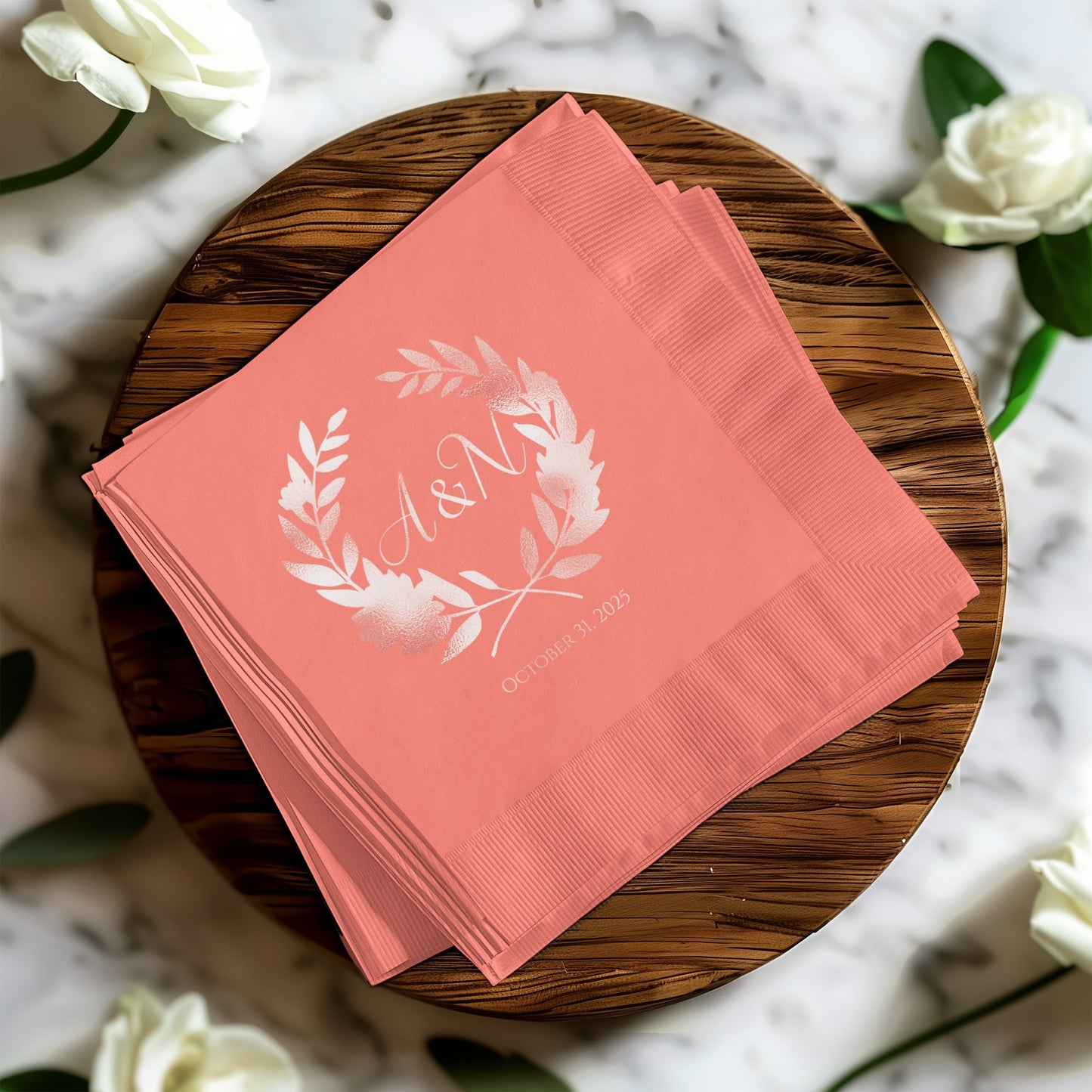 Personalized Wedding Date decorative napkin product