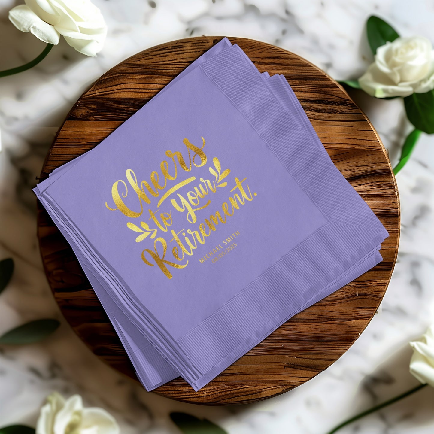 Cheers to Your Retirement Purple Napkin Product