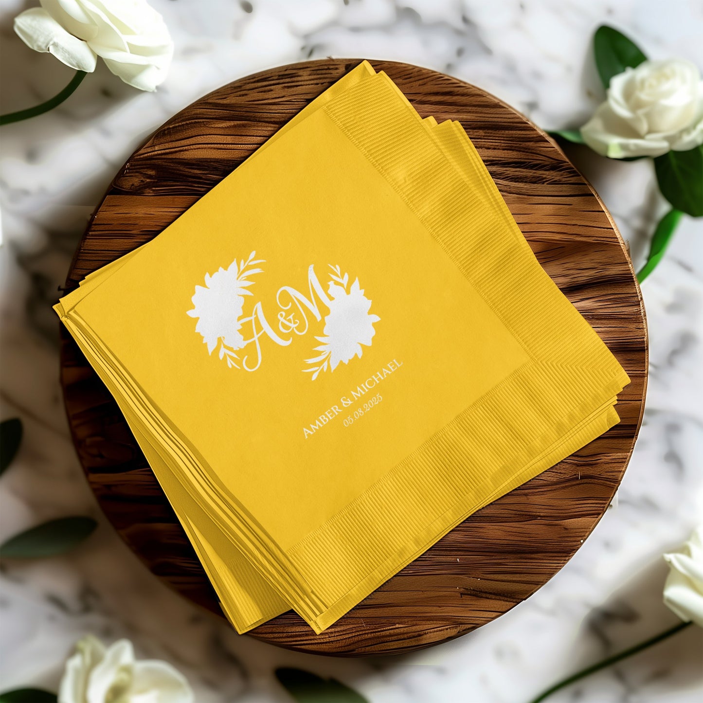 Personalized Wedding Monogram Yellow Party Napkin product