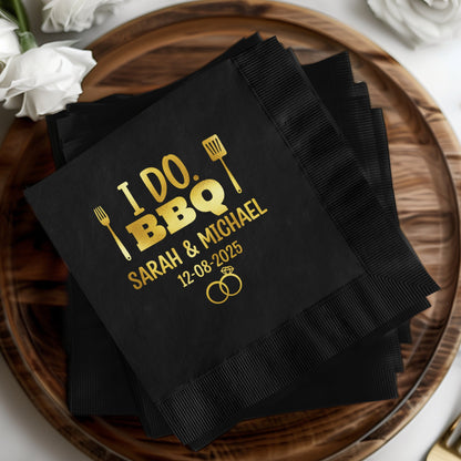 I Do BBQ Sarah & Michael Personalized Napkins product