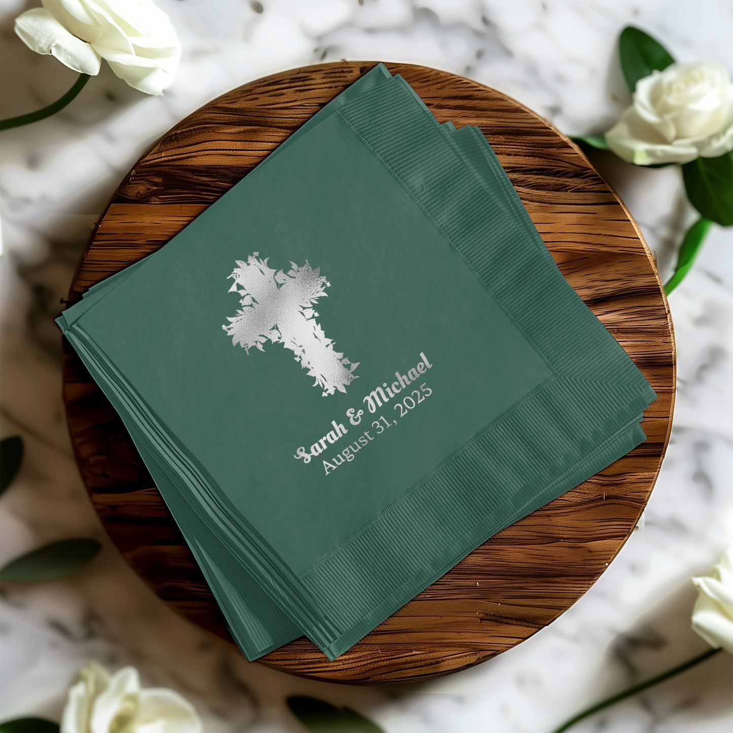 Personalized Wedding Cross Design Napkins Product