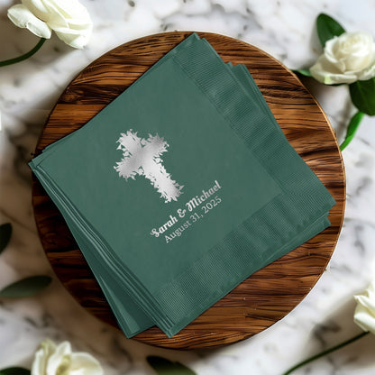 Personalized Wedding Cross Design Napkins Product