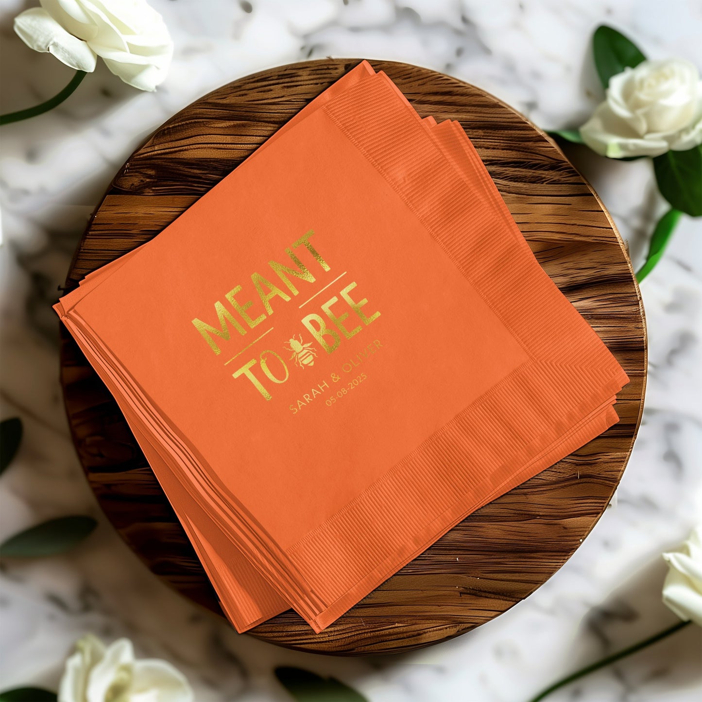 Meant to Bee Gold Lettering Custom Napkins product