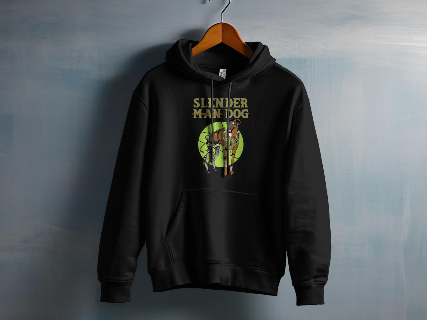 Slindir Man Dog Printed Black Hoodie Product
