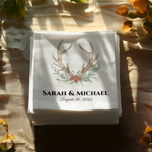 Personalized Deer Antler Wedding Napkin product