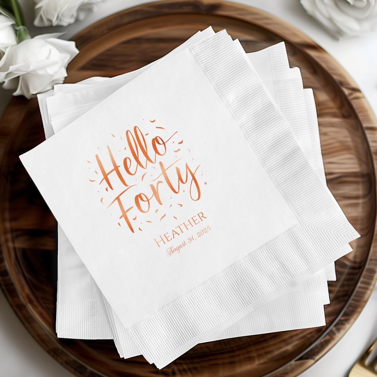 Hello Forty Heather Custom Party Napkins product