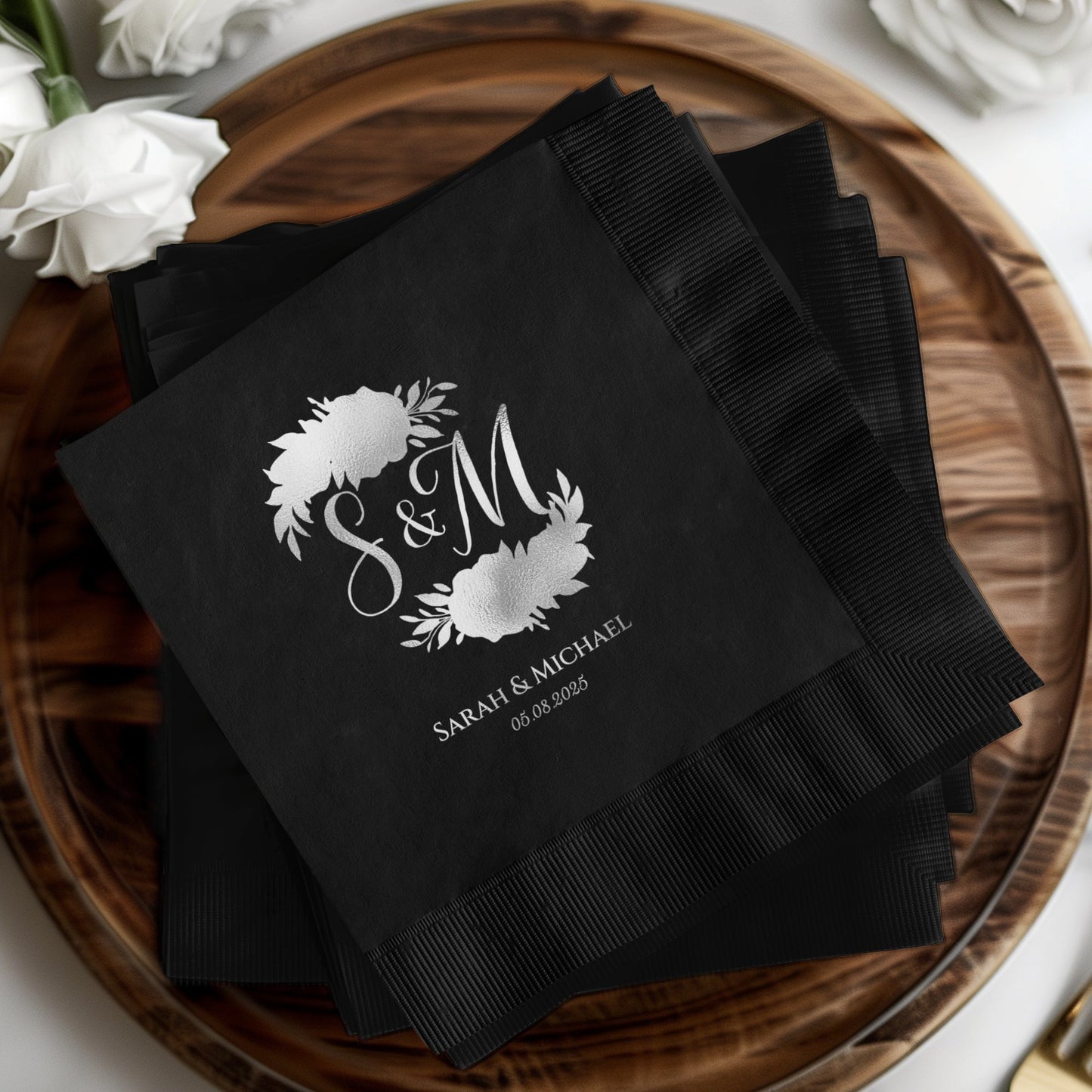 Personalized Monogram Black Wedding Napkins product