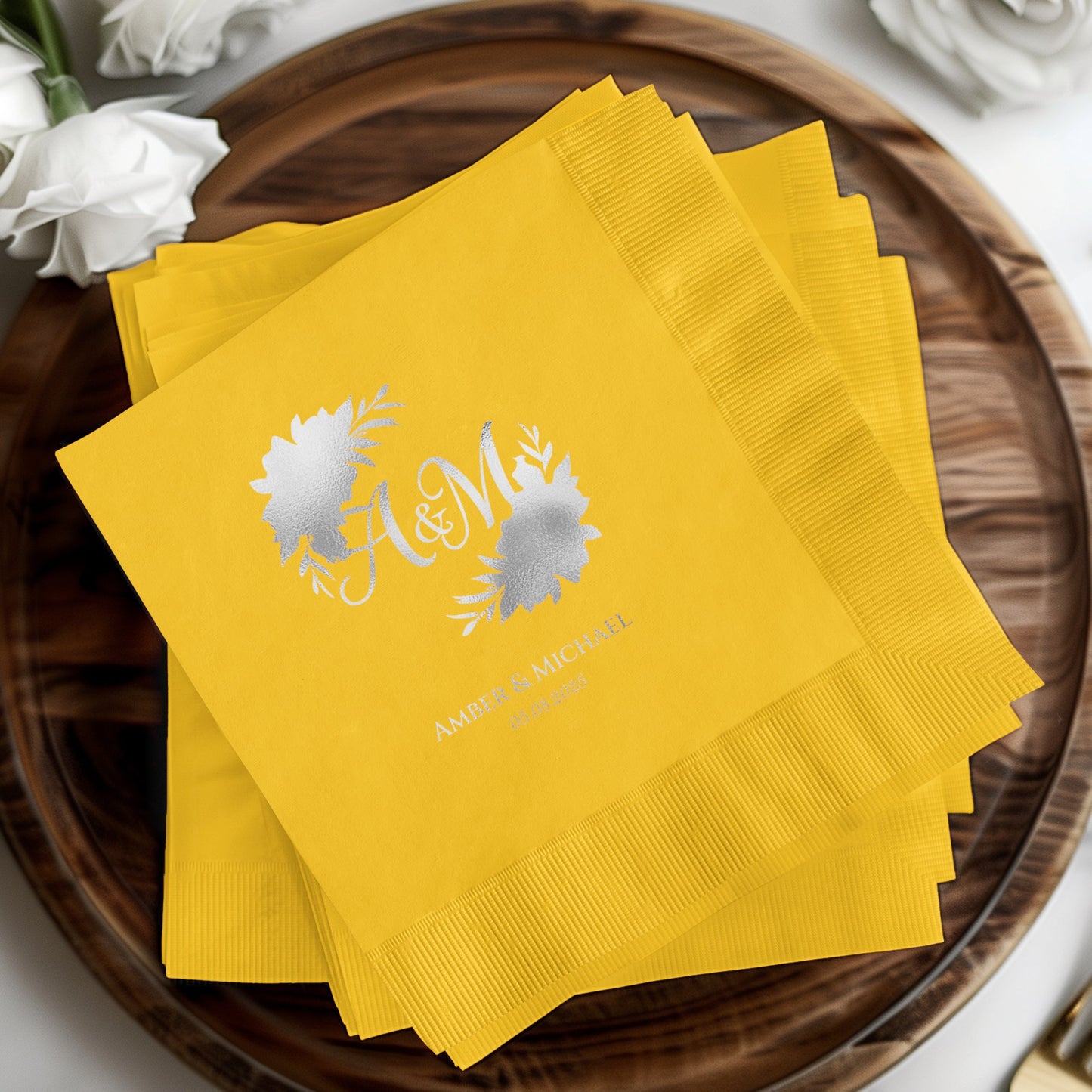 Personalized Yellow Wedding Celebration Napkin product