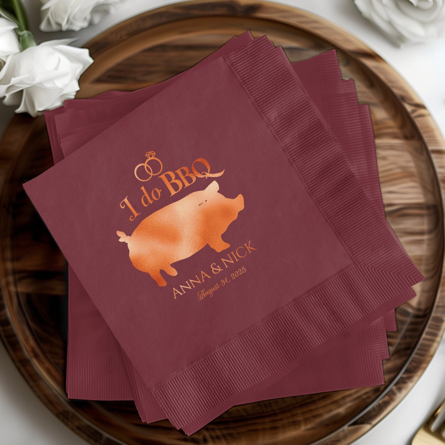 Personalized Wedding I Do BBQ Pig Design Napkin product type