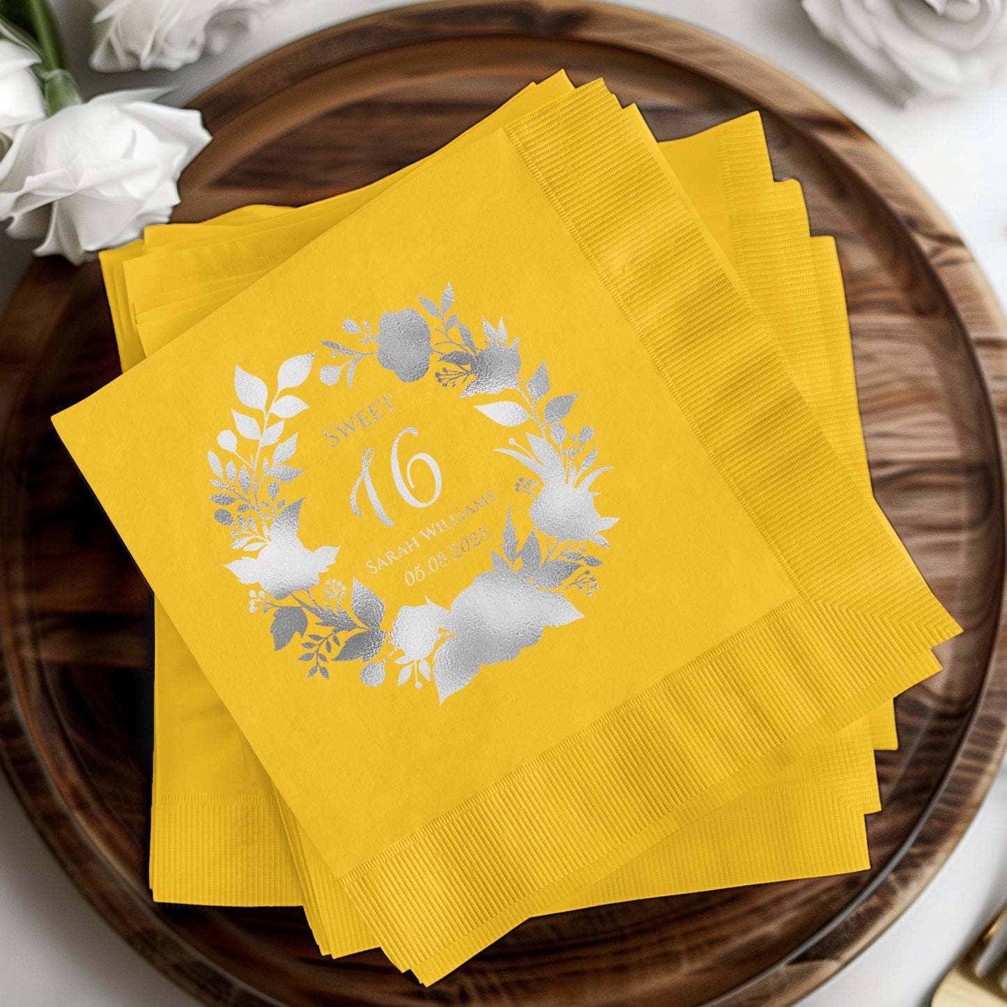 Sweet 16 Golden Yellow Personalized Napkin product