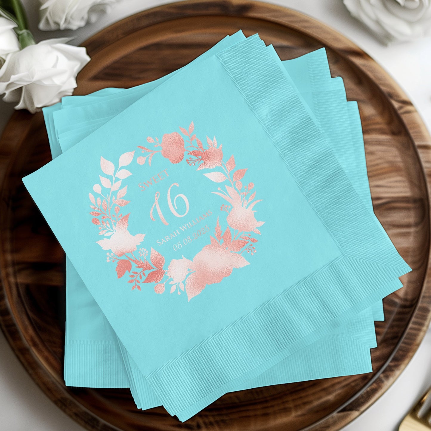 Sweet 16 Personalized Floral Custom Napkin product