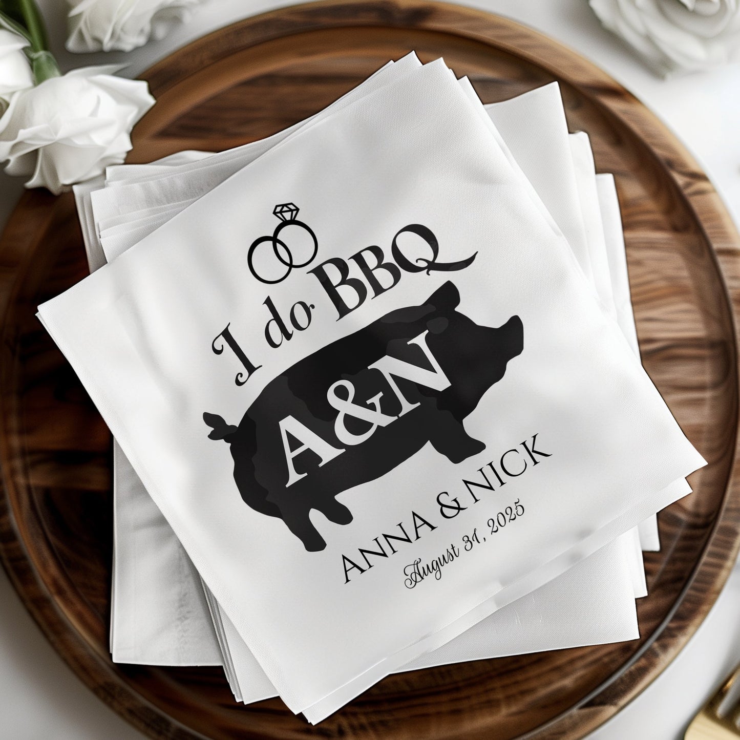 I Do BBQ A&N Anna & Nick Custom Wedding Napkin product