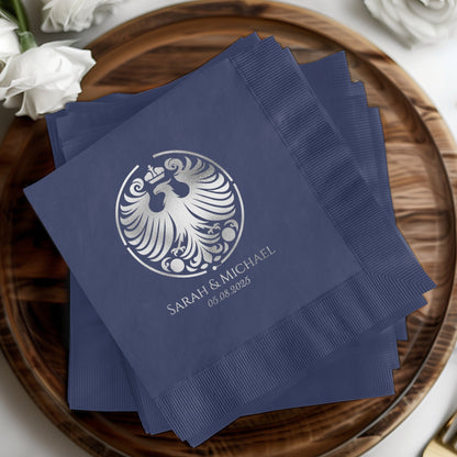 Custom Elegant Navy Wedding Napkins Product