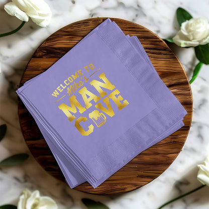 Welcome to Man Cave Purple Custom Napkins product