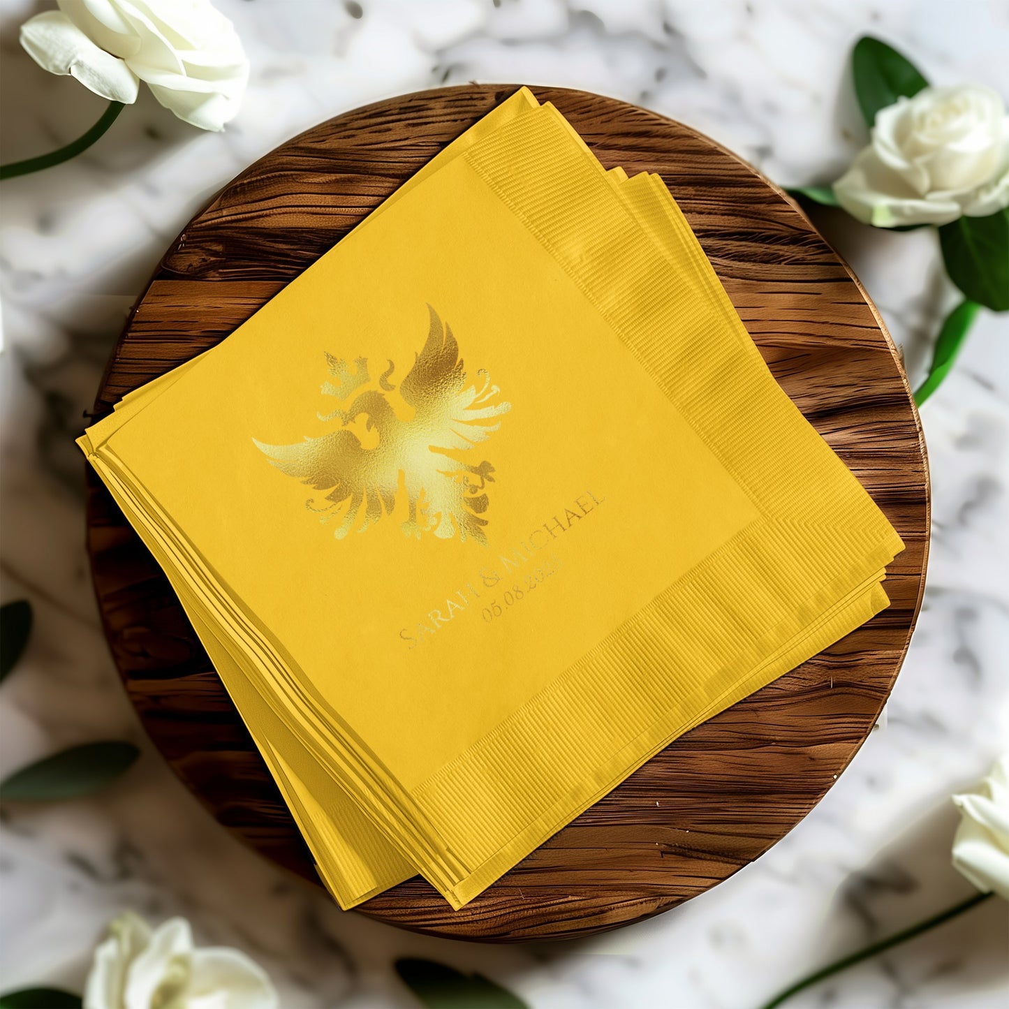 Elegant Golden Phoenix Yellow Wedding Napkin product