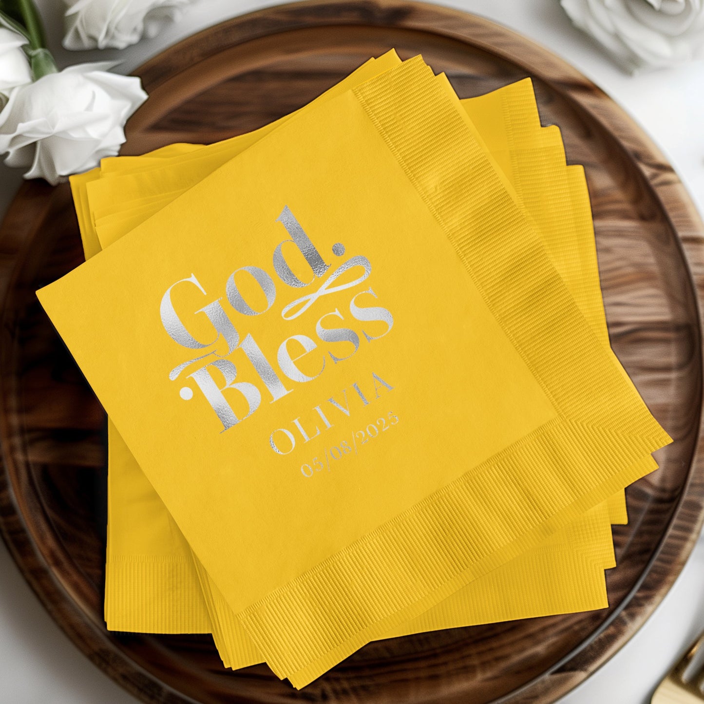 God Bless Customized Yellow Napkin Product
