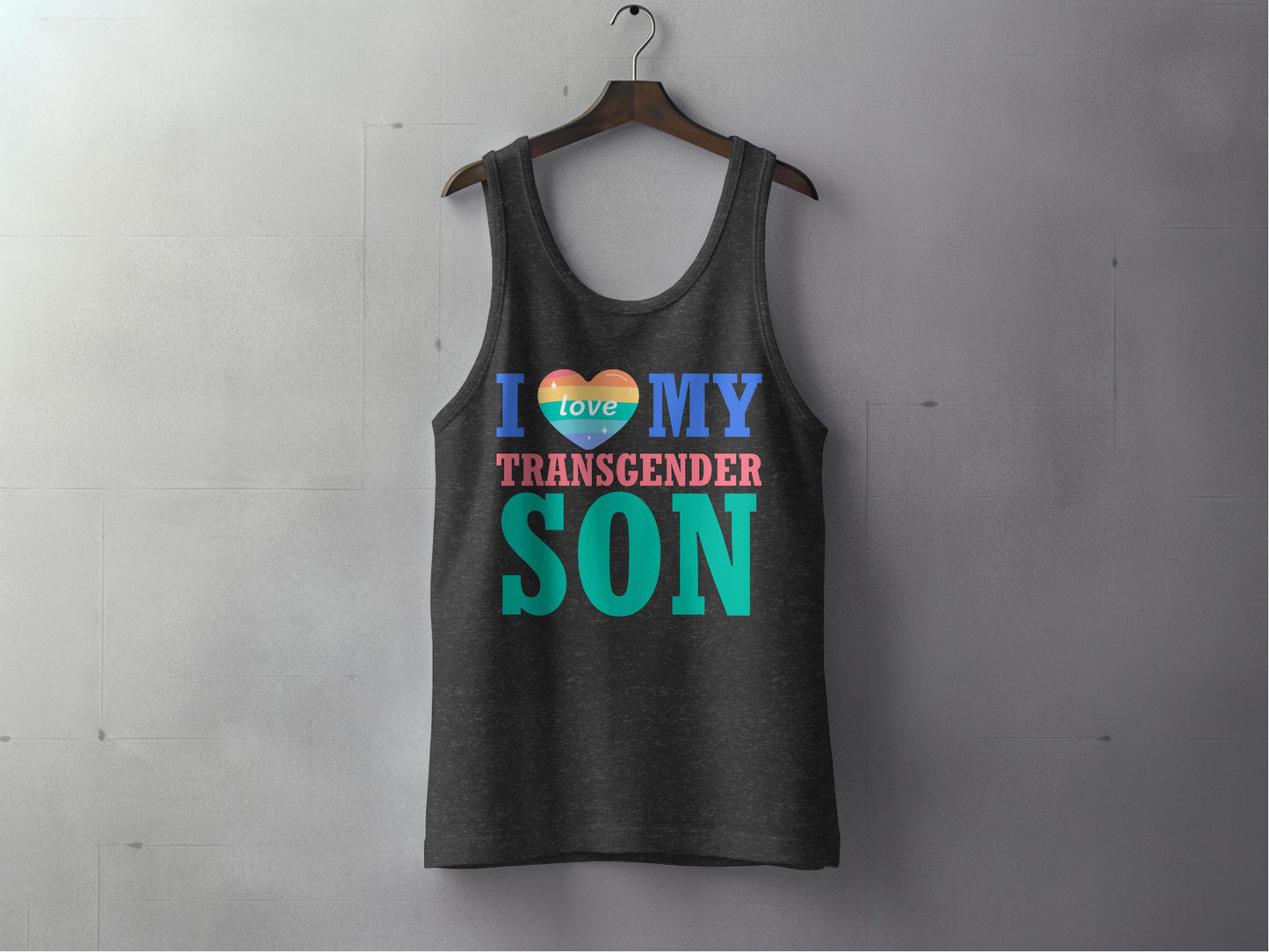 I Love My Transgender Son Heart Print Tank Top Product